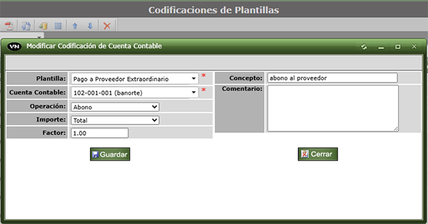 Configurar Plantillas Contables