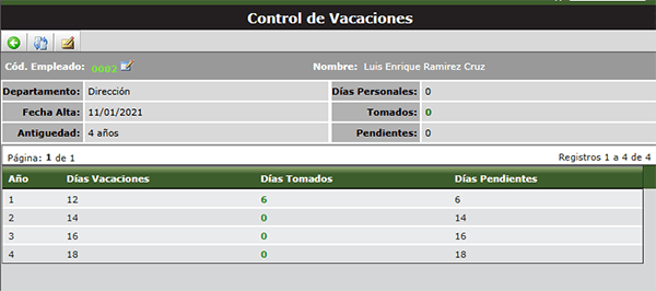 Control de vacaciones