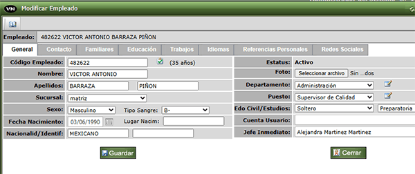 Consulta y cambia los datos de tu Personal